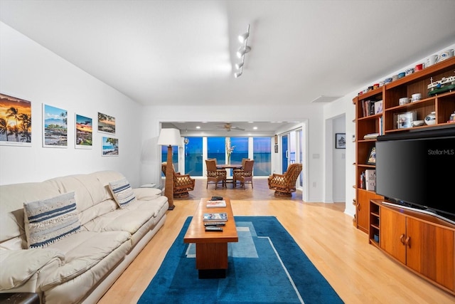 living room featuring light hardwood / wood-style flooring