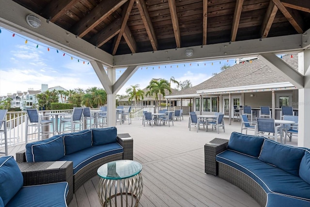 view of patio / terrace featuring a gazebo and an outdoor hangout area