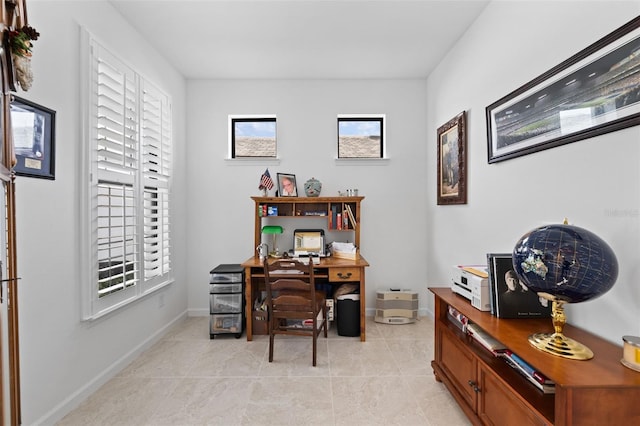 office with light tile patterned floors