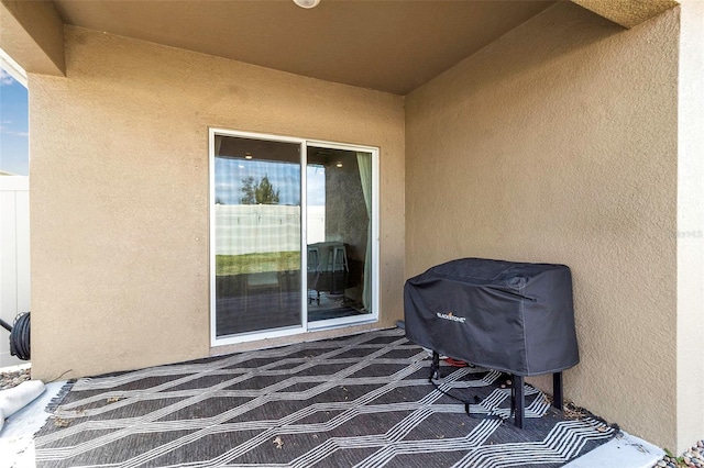 view of patio with a grill