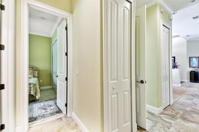 corridor with ornamental molding