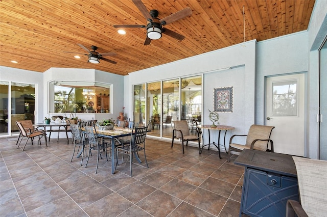 exterior space featuring wood ceiling