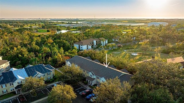 view of aerial view at dusk