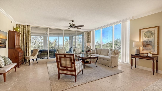 interior space featuring ceiling fan