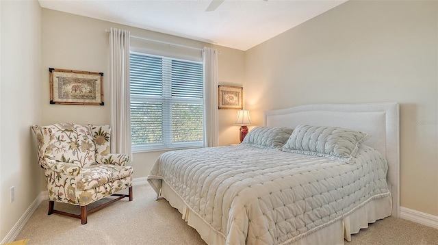 bedroom with carpet floors and ceiling fan