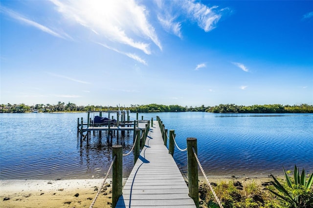 view of dock featuring a water view