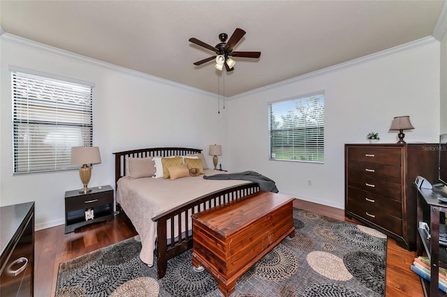 bedroom featuring crown molding and wood-type flooring