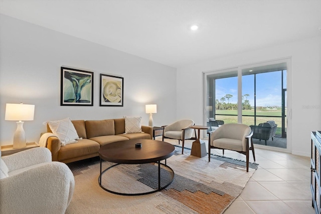 view of tiled living room