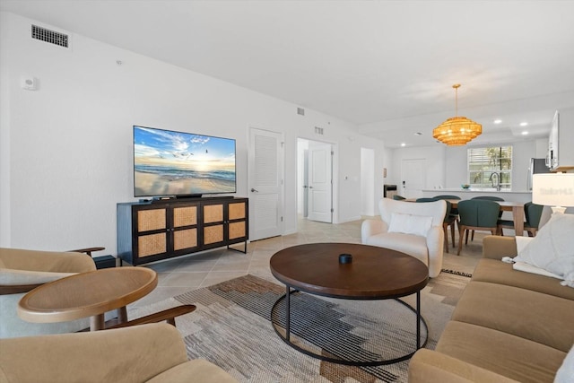 view of tiled living room