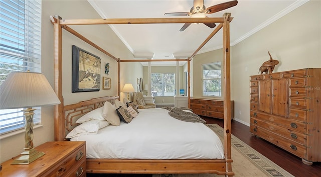 12471 Natureview Cir, Bradenton, FL 34212 - bedroom with wood finished floors, crown molding, and a ceiling fan