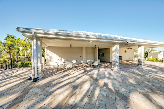 view of patio with ceiling fan