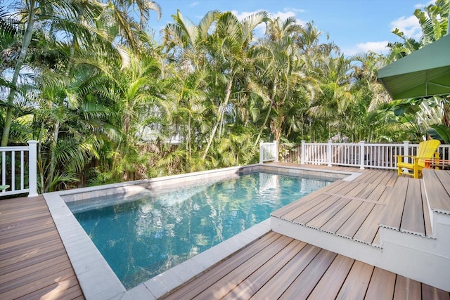 view of pool with a deck