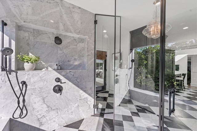 bathroom with tiled shower