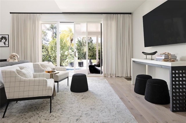 living room featuring light wood-type flooring