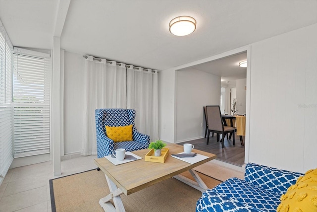 sitting room featuring tile patterned floors