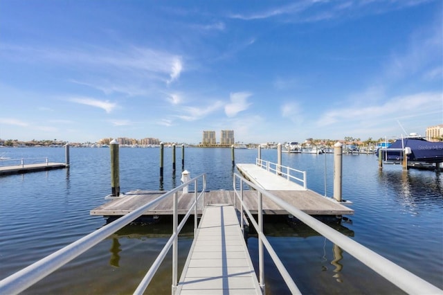 dock area featuring a water view