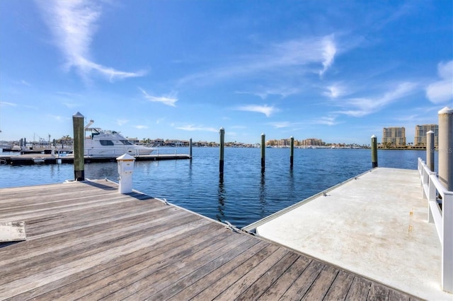 dock area featuring a water view