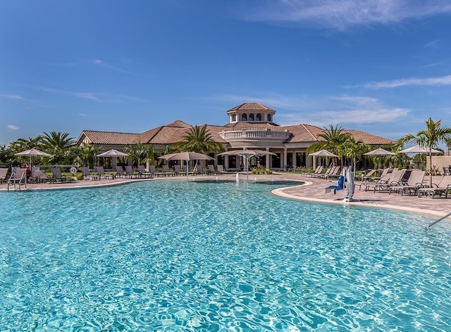 view of pool featuring a patio area