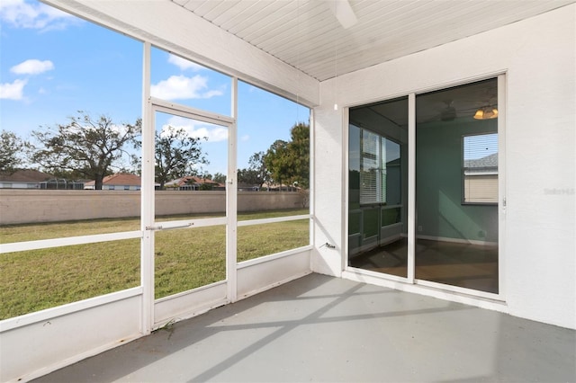 view of unfurnished sunroom