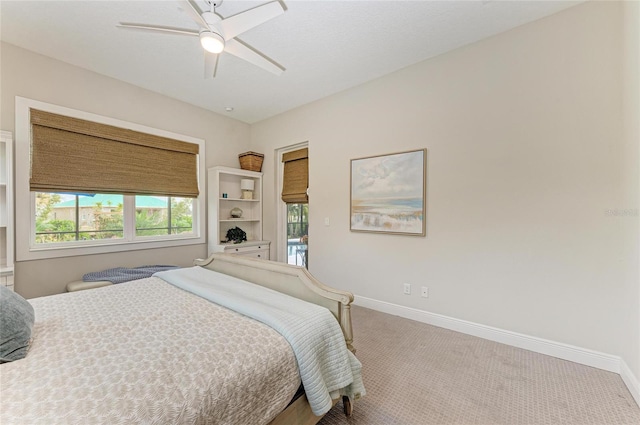 bedroom with carpet floors and ceiling fan