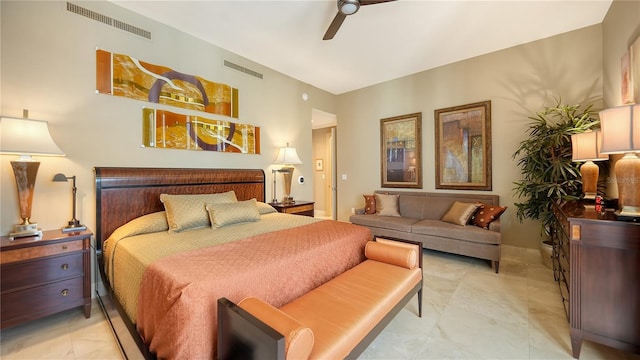 bedroom featuring ceiling fan