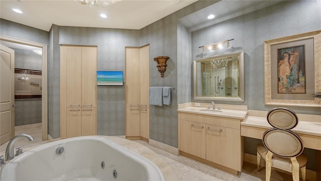 bathroom featuring vanity and a bathing tub