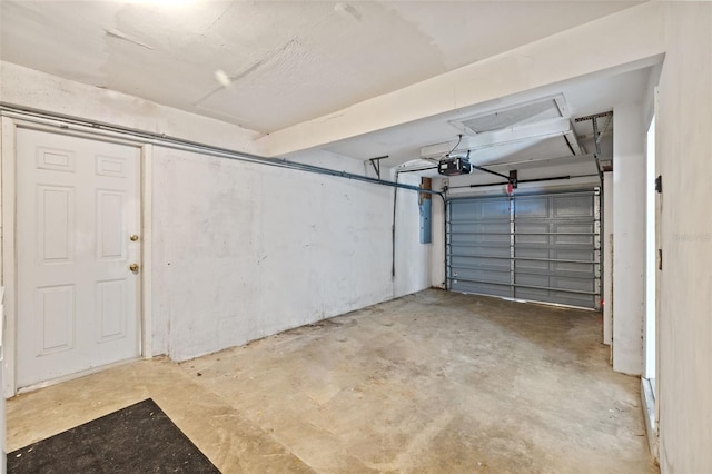 garage with a garage door opener