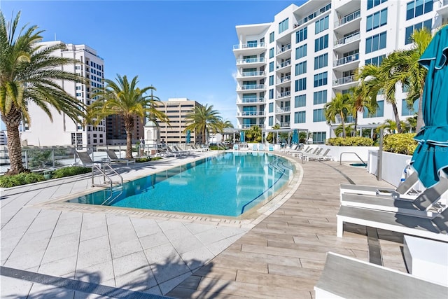 view of pool with a patio area