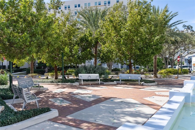 view of property's community featuring a patio