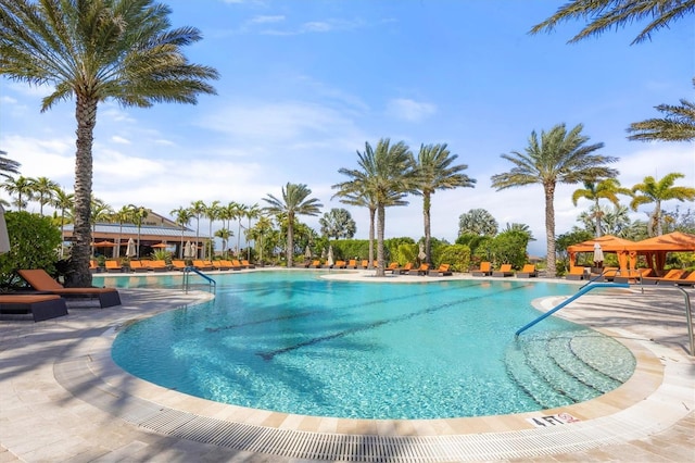 view of pool featuring a gazebo