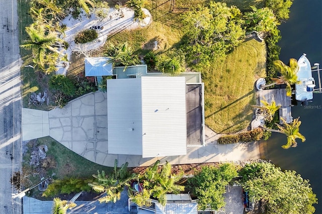 bird's eye view featuring a water view