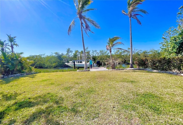 view of yard featuring a water view