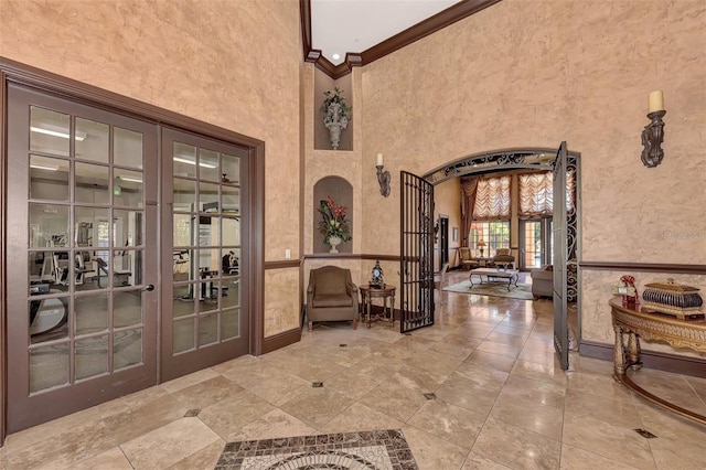 interior space with a patio and french doors