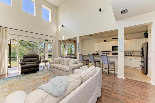 living room featuring light hardwood / wood-style floors