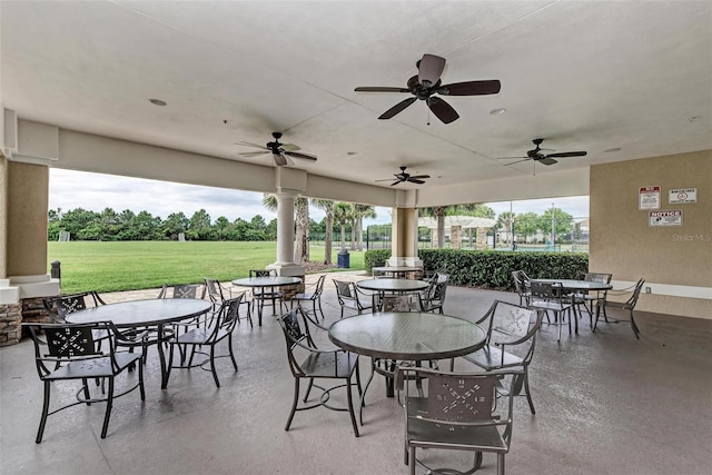 view of patio / terrace featuring ceiling fan