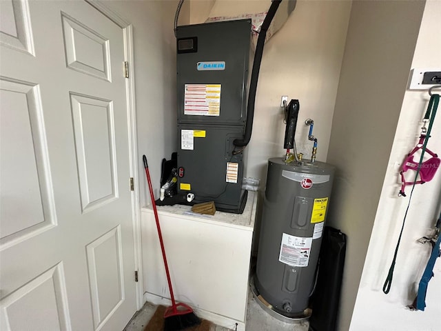 utilities featuring water heater and heating unit