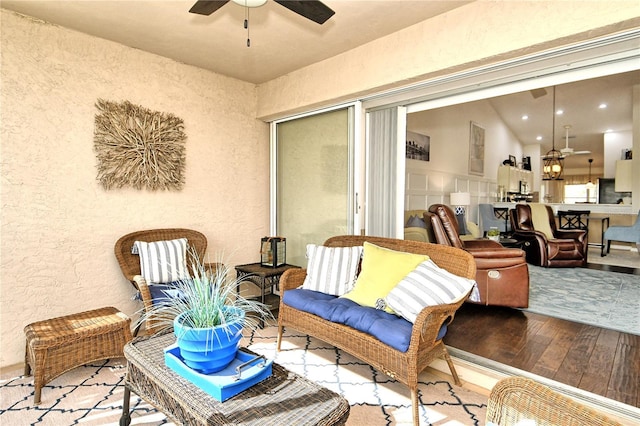 view of patio with ceiling fan