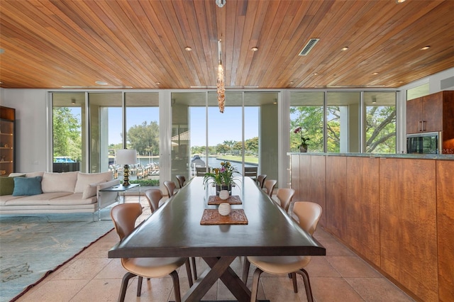 sunroom / solarium with wood ceiling