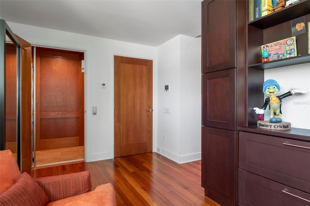 interior space featuring dark wood-type flooring