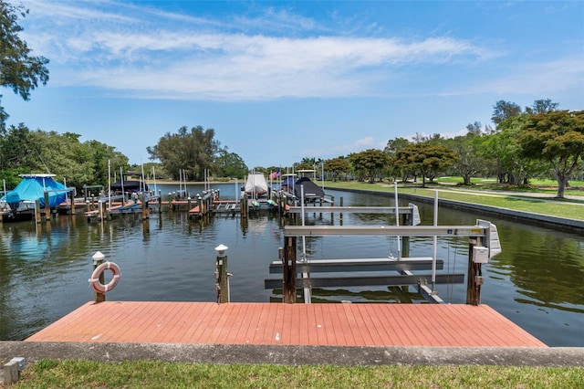 view of dock featuring a water view