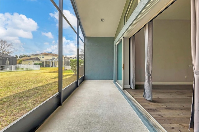 view of unfurnished sunroom