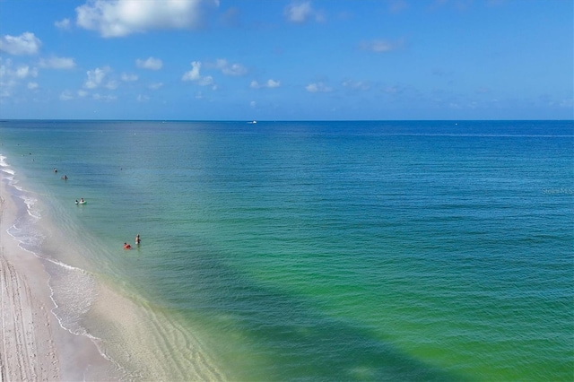 property view of water featuring a view of the beach