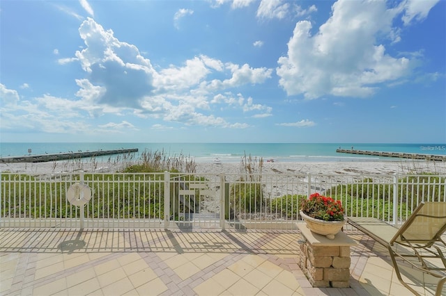 property view of water with a beach view