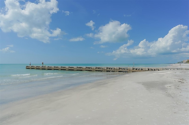 view of water feature featuring a view of the beach