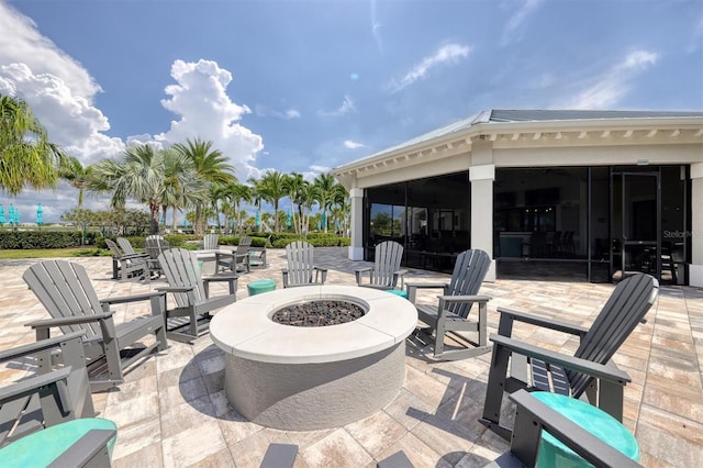 view of patio with an outdoor fire pit