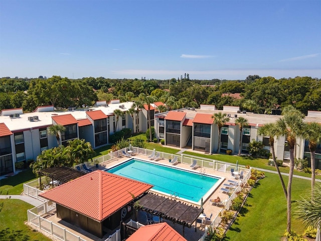 view of swimming pool with a patio area