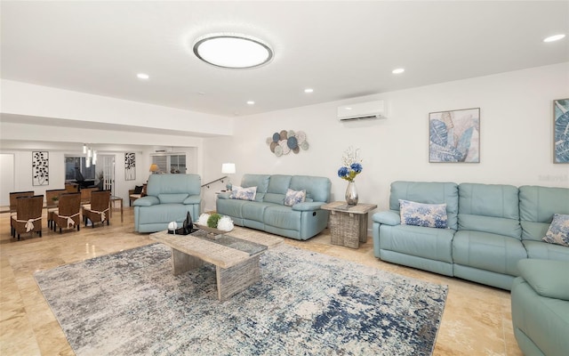 living room featuring a wall unit AC