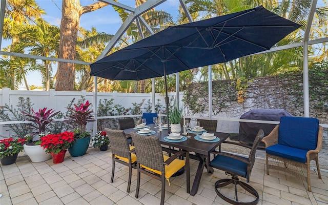 view of patio featuring a grill