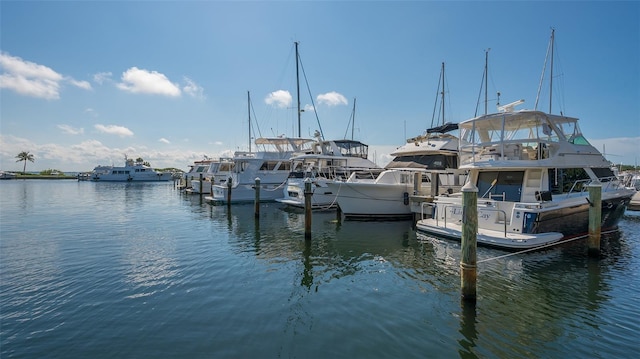 view of dock featuring a water view