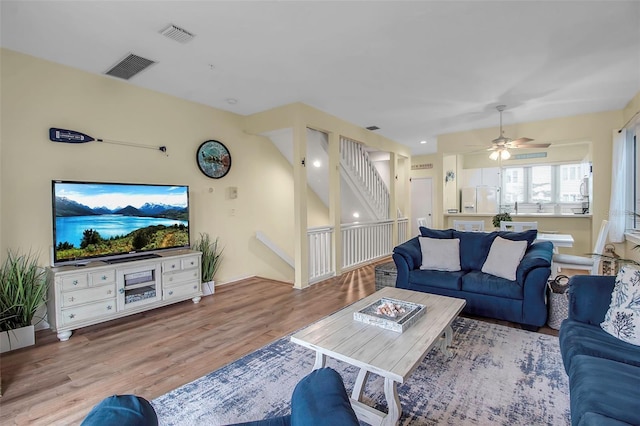 living room featuring light hardwood / wood-style flooring